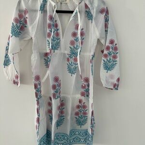SZ block print cotton cover up dress size XS